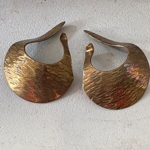 Brutalist Copper/Dripper Ear Rings Slings Signed RAM